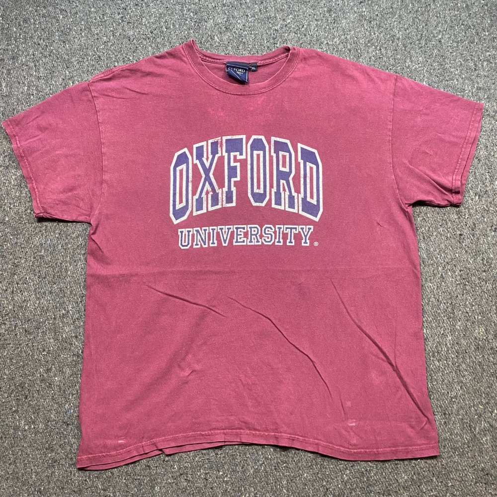 Oxford University TShirt Sz XL Mens Maroon Collegiate Preppy Academic Logo Tee